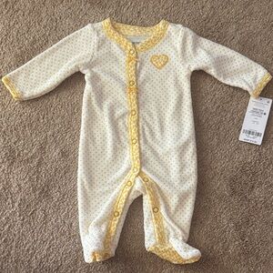 Carter's Yellow and White Polka Dot Footie